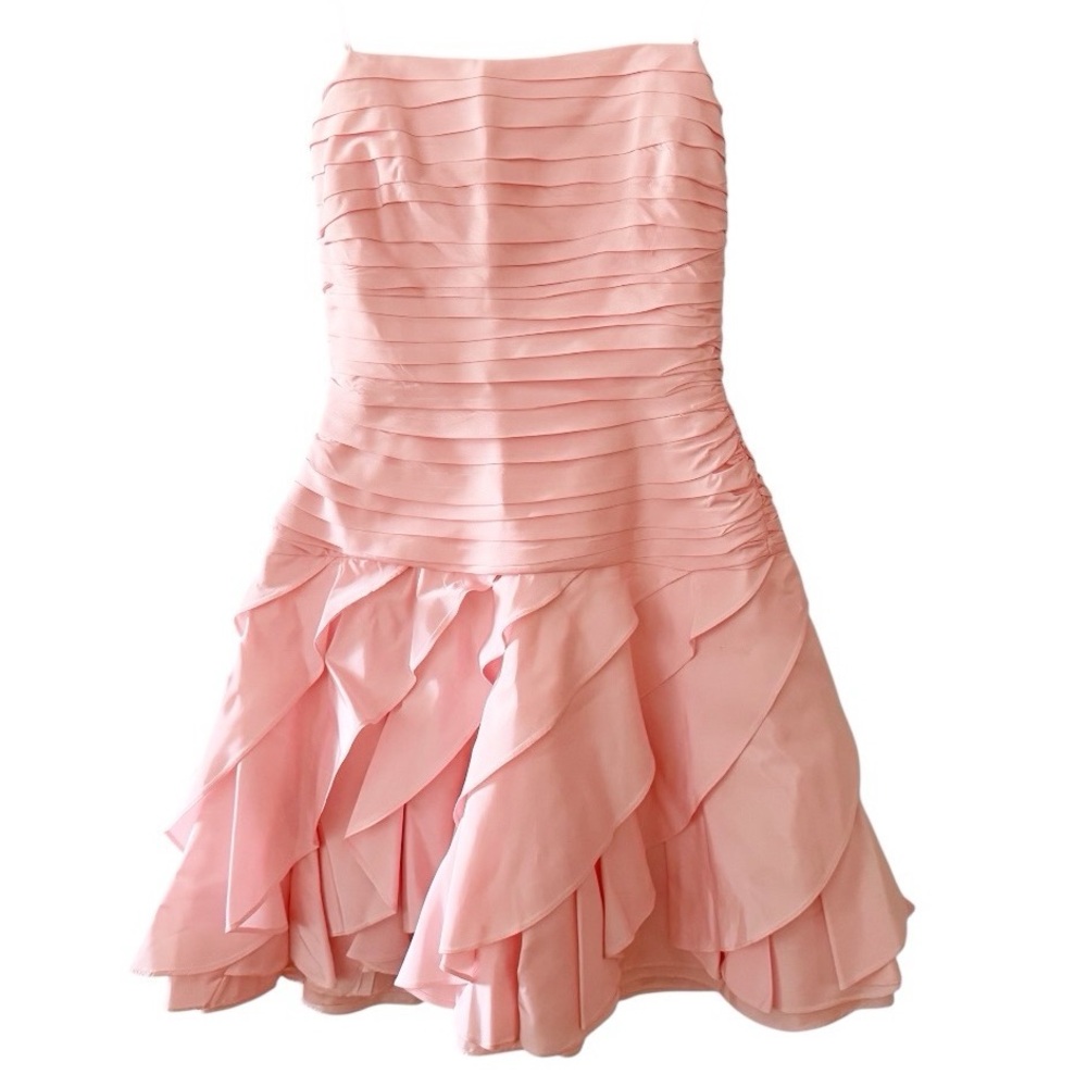 Tadashi Shoji Vintage Strapless Pink Taffeta Dress Size 8